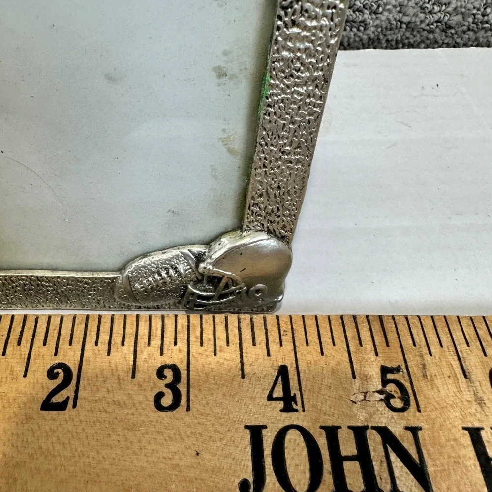 Vintage Football Player Picture Frame Silver Tone‎ Pewter Metal